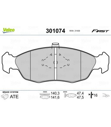 PASTILLAS DELANTERAS CITROEN SAXO 1.6i,16V VTS, XSARA, PEUGEOT PARTNER